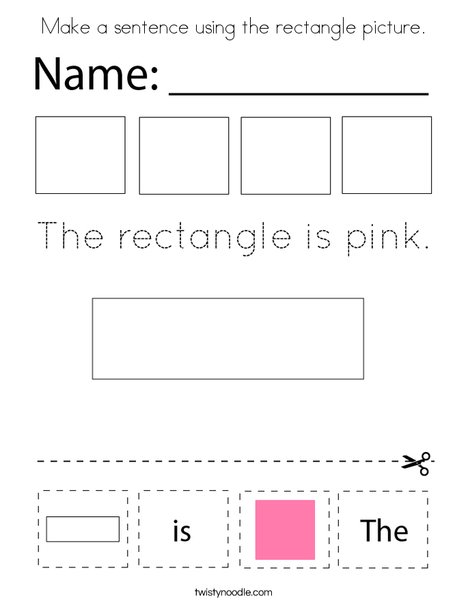 Make a sentence using the rectangle picture. Coloring Page