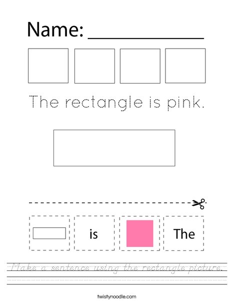Make a sentence using the rectangle picture. Worksheet