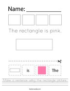 Make a sentence using the rectangle picture Handwriting Sheet