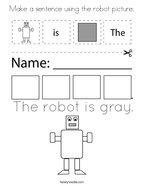 Make a sentence using the robot picture Coloring Page