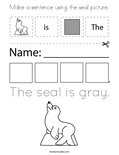 Make a sentence using the seal picture. Coloring Page