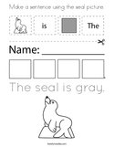 Make a sentence using the seal picture Coloring Page