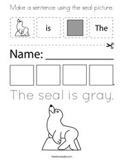 Make a sentence using the seal picture Coloring Page