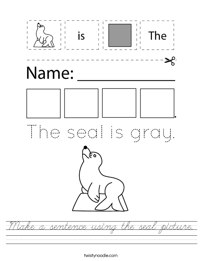 Make a sentence using the seal picture. Worksheet