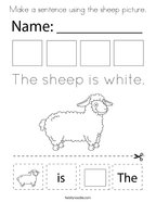 Make a sentence using the sheep picture Coloring Page