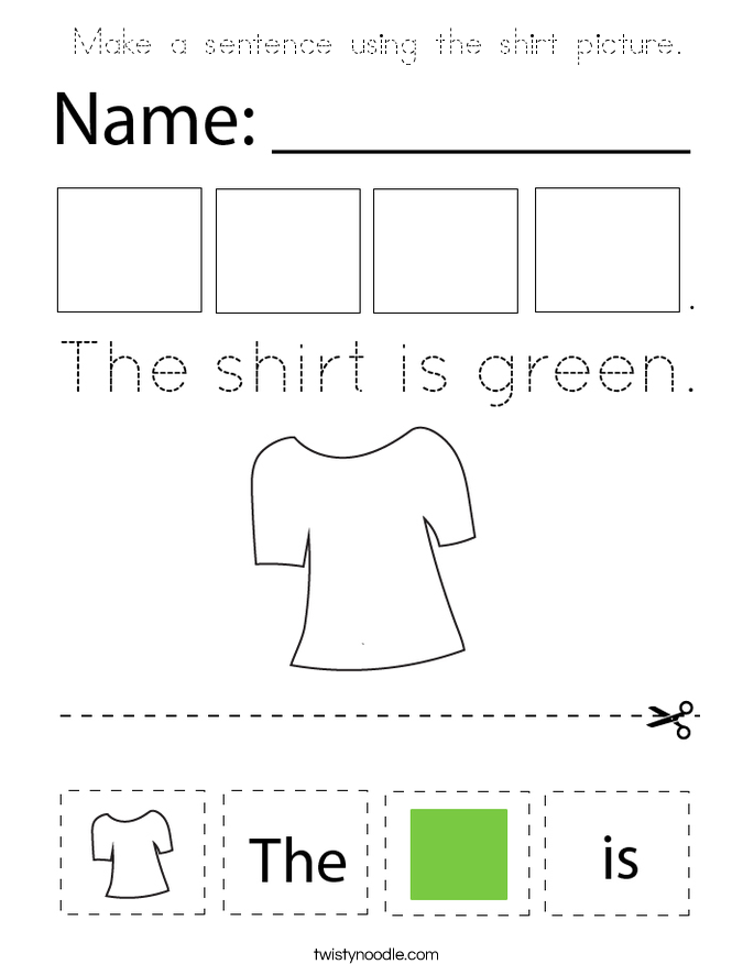 Make a sentence using the shirt picture. Coloring Page