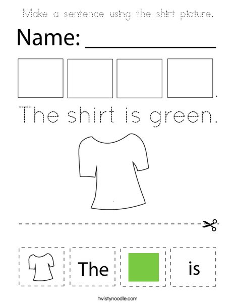 Make a sentence using the shirt picture. Coloring Page