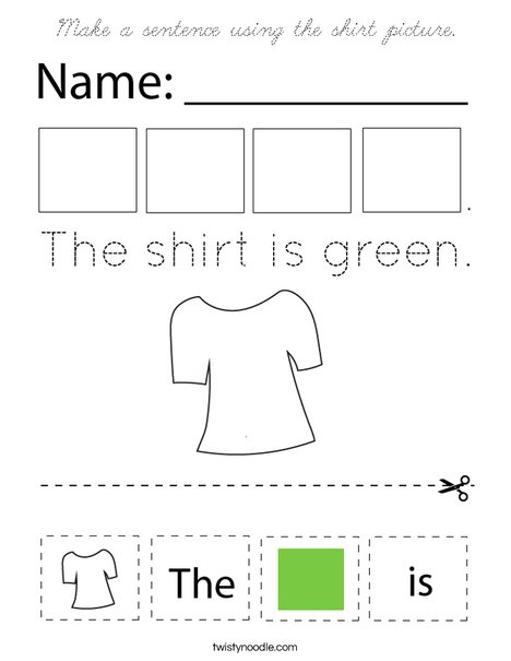 Make a sentence using the shirt picture. Coloring Page