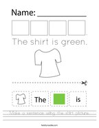 Make a sentence using the shirt picture Handwriting Sheet