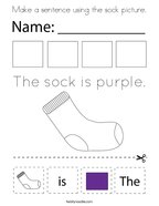 Make a sentence using the sock picture Coloring Page