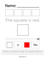 Make a sentence using the square picture Handwriting Sheet