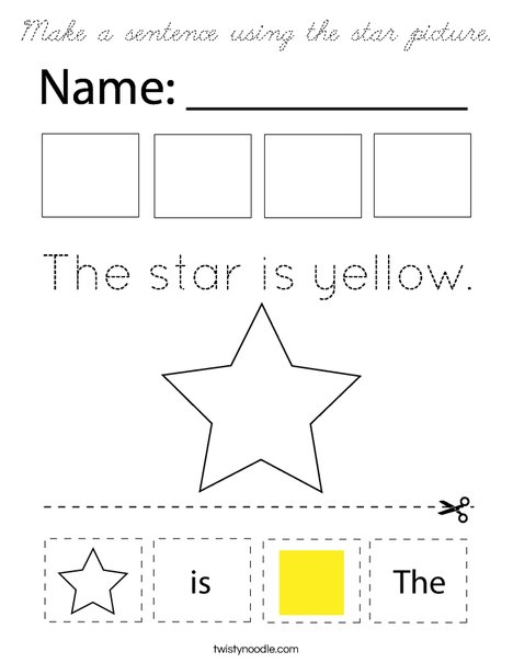 Make a sentence using the star picture. Coloring Page
