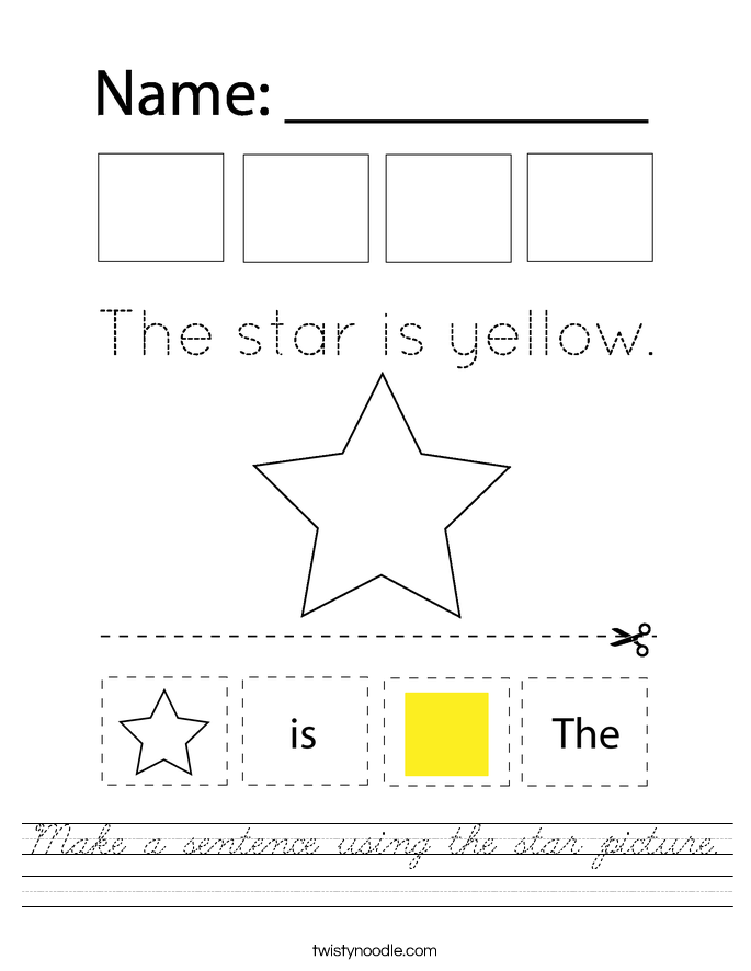 Make a sentence using the star picture. Worksheet