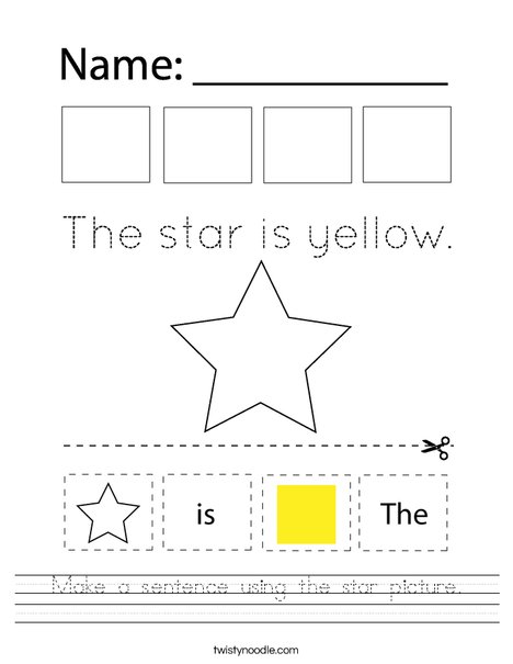Make a sentence using the star picture. Worksheet