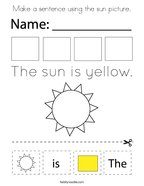 Make a sentence using the sun picture Coloring Page