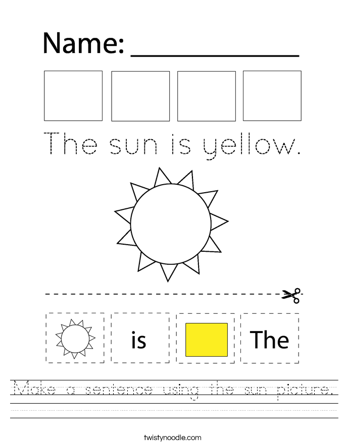 Make a sentence using the sun picture. Worksheet