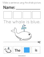 Make a sentence using the whale picture Coloring Page