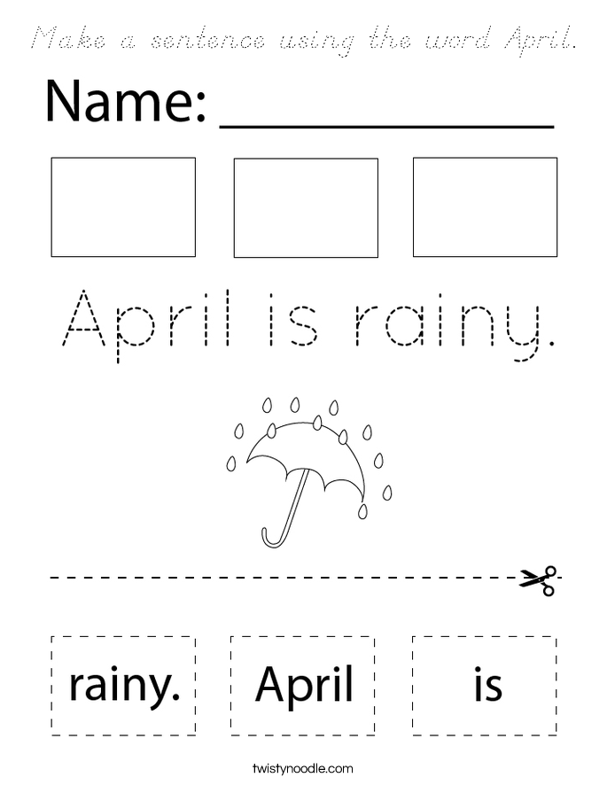 Make a sentence using the word April. Coloring Page