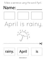 Make a sentence using the word April Coloring Page