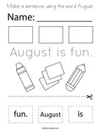Make a sentence using the word August Coloring Page