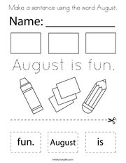 Make a sentence using the word August Coloring Page