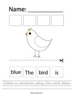 Make a sentence using the word blue Handwriting Sheet