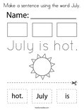 Make a sentence using the word July. Coloring Page