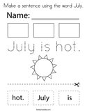 Make a sentence using the word July Coloring Page