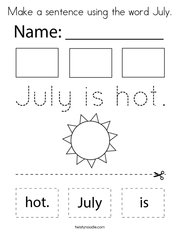 Make a sentence using the word July Coloring Page