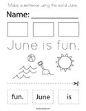 Make a sentence using the word June Coloring Page
