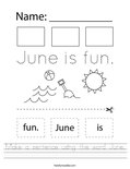 Make a sentence using the word June. Worksheet