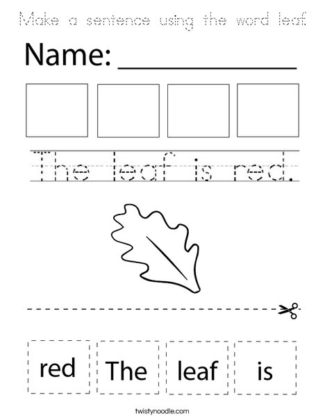 Make a sentence using the word leaf. Coloring Page