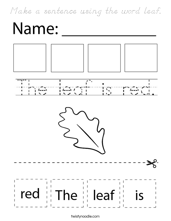Make a sentence using the word leaf. Coloring Page