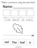 Make a sentence using the word leaf Coloring Page