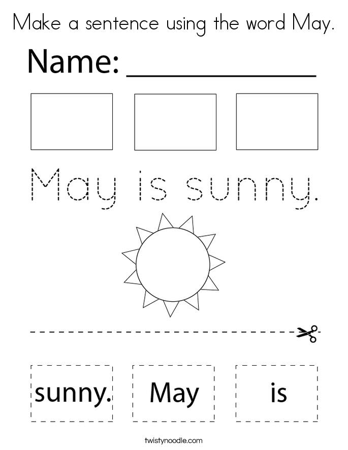 Make a sentence using the word May. Coloring Page