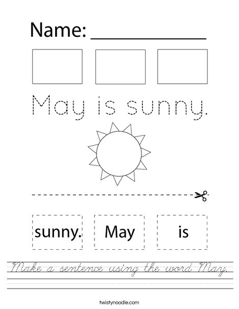 Make a sentence using the word May. Worksheet