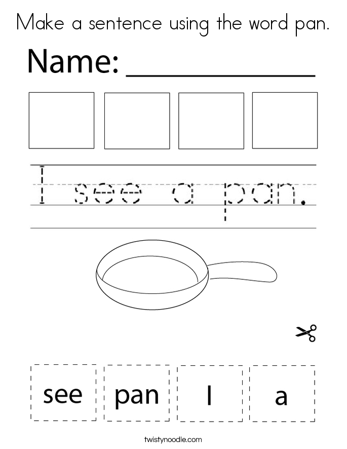 Make a sentence using the word pan. Coloring Page