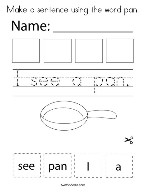 Make a sentence using the word pan. Coloring Page