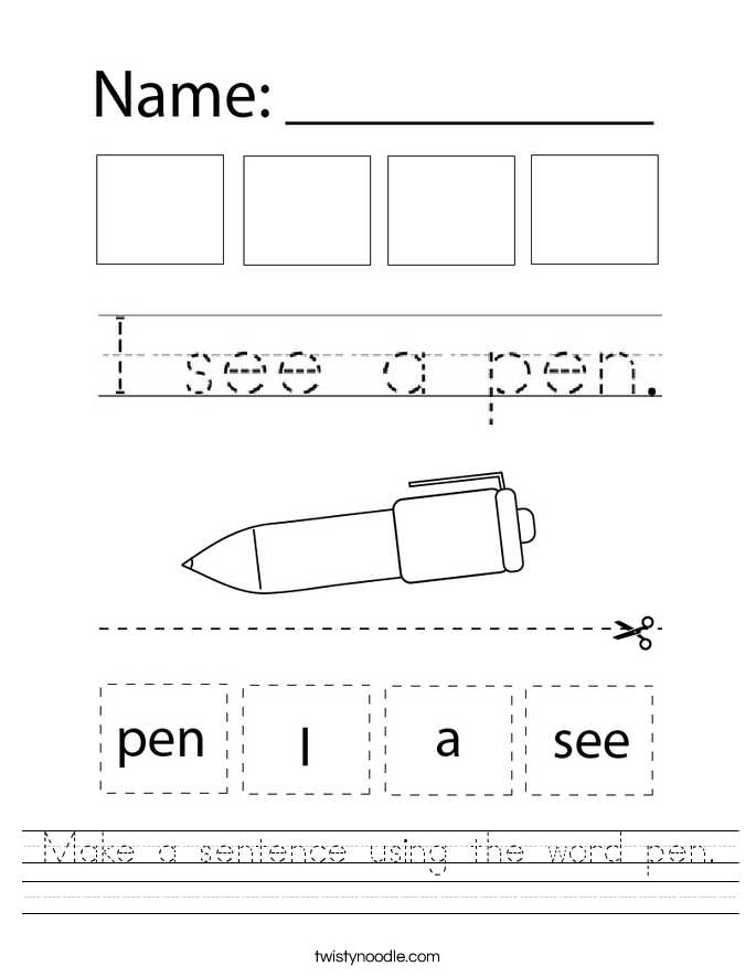 Make a sentence using the word pen. Worksheet
