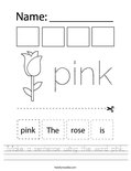Make a sentence using the word pink. Worksheet
