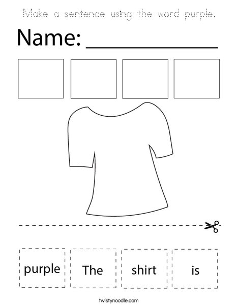 Make a sentence using the word purple. Coloring Page