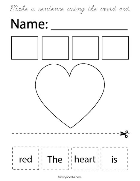 Make a sentence using the word red. Coloring Page