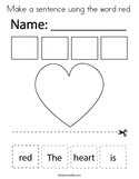 Make a sentence using the word red Coloring Page
