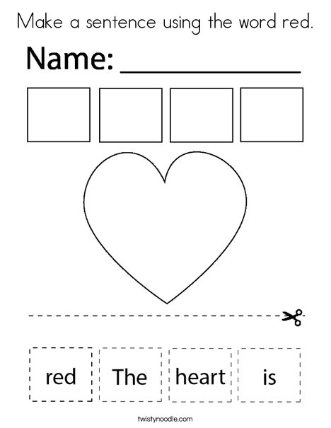 Make a sentence using the word red. Coloring Page