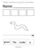 Make a sentence using the word snake Coloring Page
