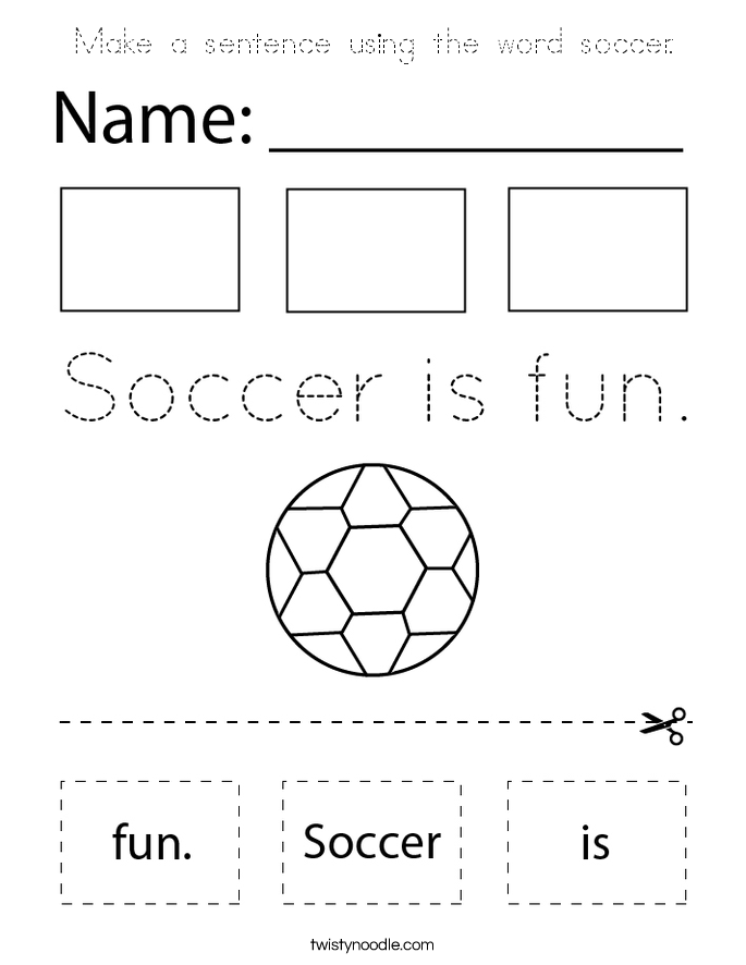 Make a sentence using the word soccer. Coloring Page