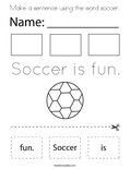 Make a sentence using the word soccer. Coloring Page