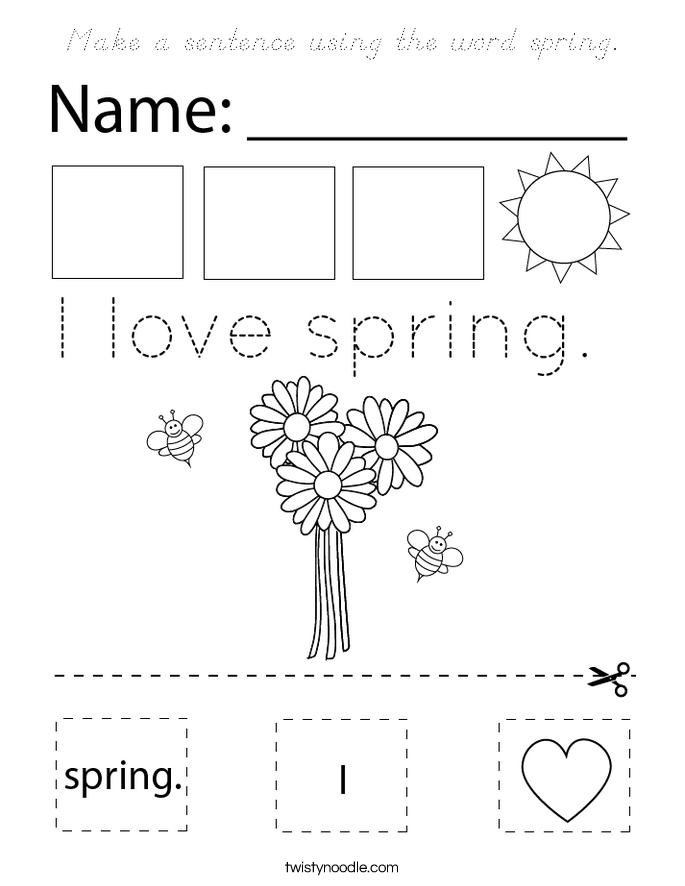 Make a sentence using the word spring. Coloring Page