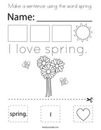 Make a sentence using the word spring Coloring Page