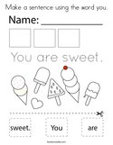 Make a sentence using the word you Coloring Page